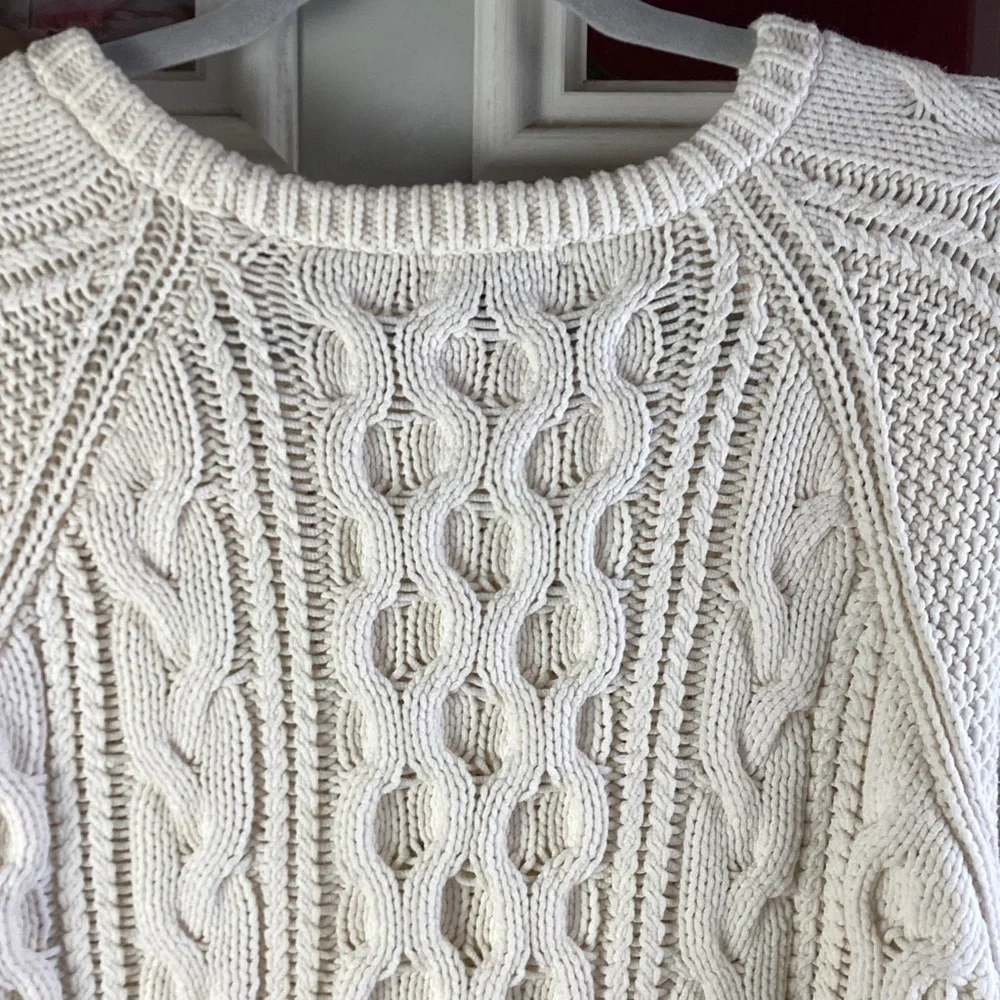 J. Crew Cream Cable Knit Sweater fisherman Cotton crew neck